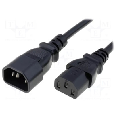 Output cable, 10A, 1.8m, IEC C13 female, IEC C14 male